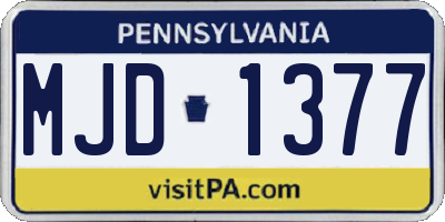 PA license plate MJD1377
