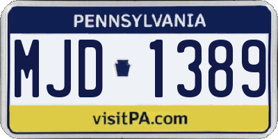 PA license plate MJD1389