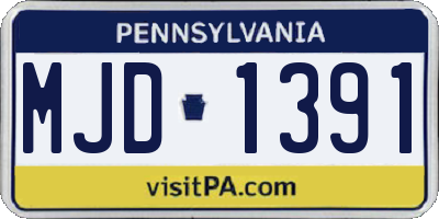 PA license plate MJD1391