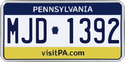 PA license plate MJD1392
