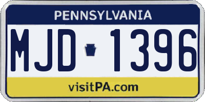 PA license plate MJD1396