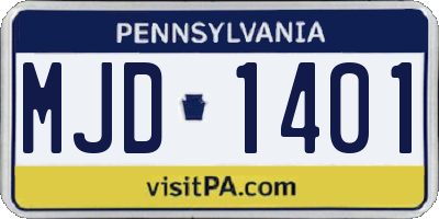 PA license plate MJD1401
