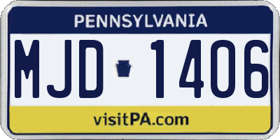 PA license plate MJD1406