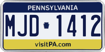PA license plate MJD1412