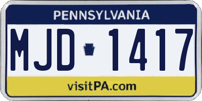 PA license plate MJD1417
