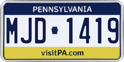PA license plate MJD1419