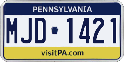 PA license plate MJD1421