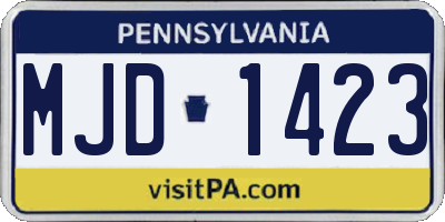 PA license plate MJD1423