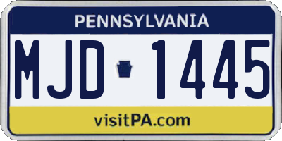 PA license plate MJD1445