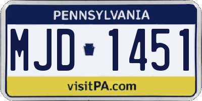 PA license plate MJD1451