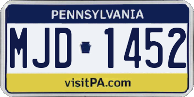 PA license plate MJD1452