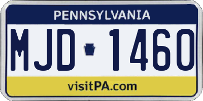 PA license plate MJD1460