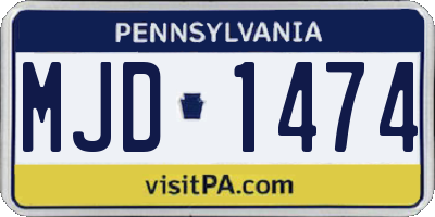 PA license plate MJD1474