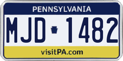 PA license plate MJD1482