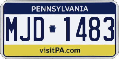 PA license plate MJD1483