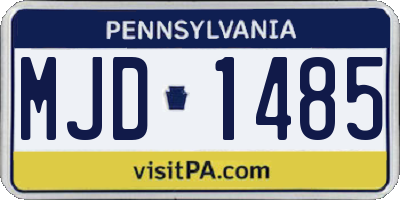 PA license plate MJD1485