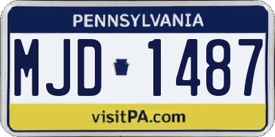 PA license plate MJD1487
