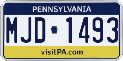 PA license plate MJD1493