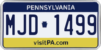 PA license plate MJD1499