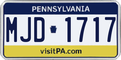 PA license plate MJD1717