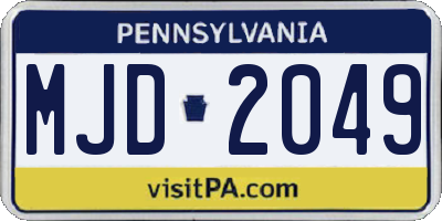 PA license plate MJD2049
