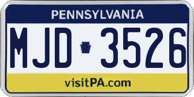 PA license plate MJD3526