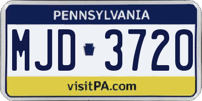 PA license plate MJD3720