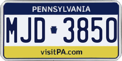PA license plate MJD3850