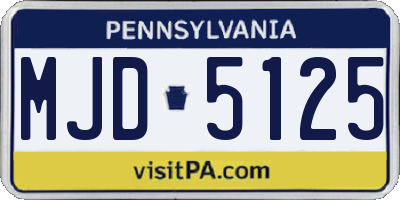PA license plate MJD5125