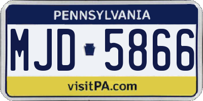 PA license plate MJD5866