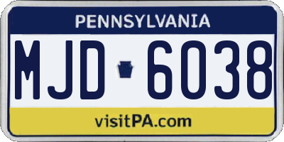 PA license plate MJD6038