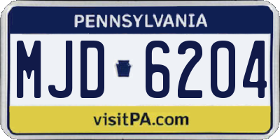 PA license plate MJD6204