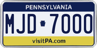 PA license plate MJD7000
