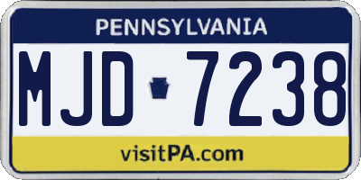 PA license plate MJD7238