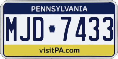 PA license plate MJD7433