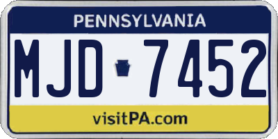 PA license plate MJD7452