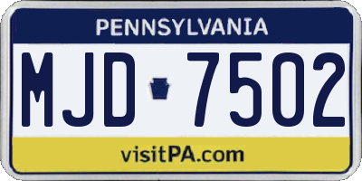 PA license plate MJD7502