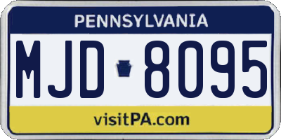 PA license plate MJD8095