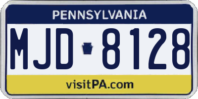 PA license plate MJD8128