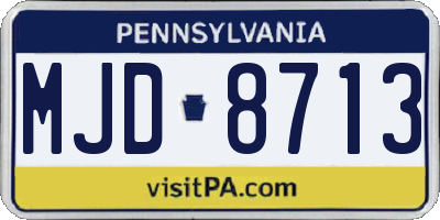 PA license plate MJD8713