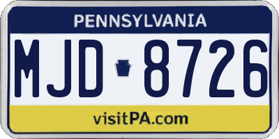 PA license plate MJD8726