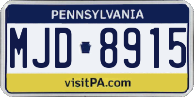 PA license plate MJD8915