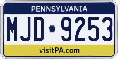 PA license plate MJD9253