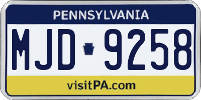 PA license plate MJD9258