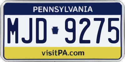 PA license plate MJD9275