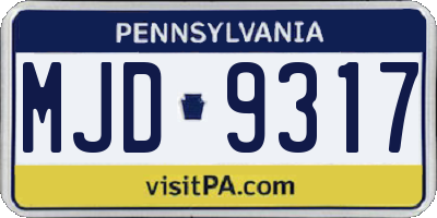 PA license plate MJD9317