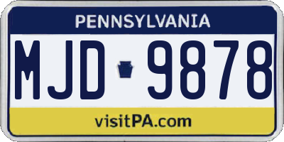 PA license plate MJD9878