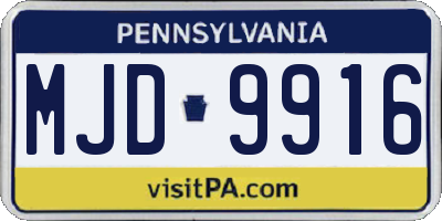 PA license plate MJD9916