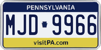 PA license plate MJD9966