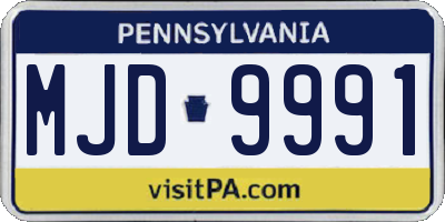 PA license plate MJD9991